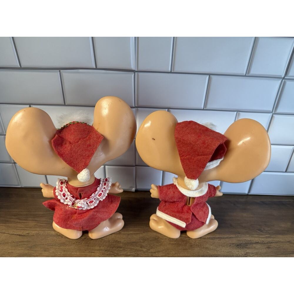 Vintage 1970 Roy Dee Of Fla. Big Ear Mouse Bank Lot of 2 Santa Claus & Mrs Claus - Picture 3 of 9